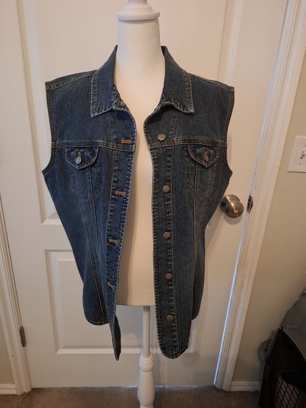 Chico's Dark Blue Denim Sleeveless Vest